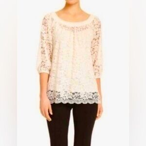 Diane Von Furstenberg Elisabetta Ivory Lace Blouse